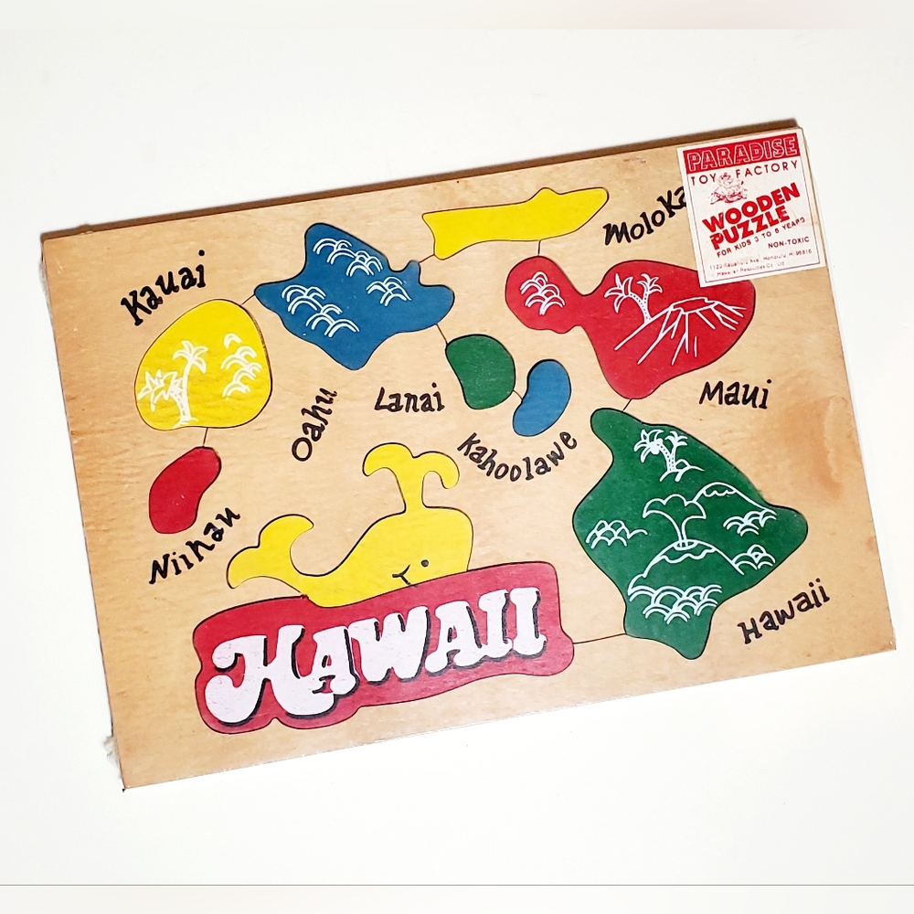Vintage Sealed Non-Toxic Wood Puzzle Of Hawaii